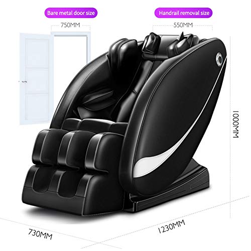 YUNLILI 3D-Massagesessel, Massagestuhl, ohne Schwerkraft, mit Ganzkörper-Airbag, Bluetooth, Rückenwärme, Fußrolle, Beige mit weicher Rückenlehne (Farbe: Schwarz)