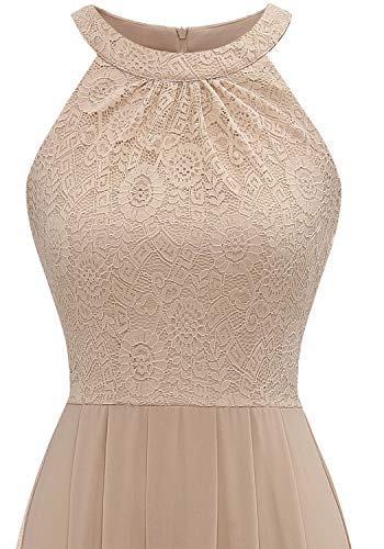 Dressystar 0040 Abendkleider Ballkleider Maxi Spitzen Schulterfrei Ohne Arm Abiballkleider Einfarbig Champagner L