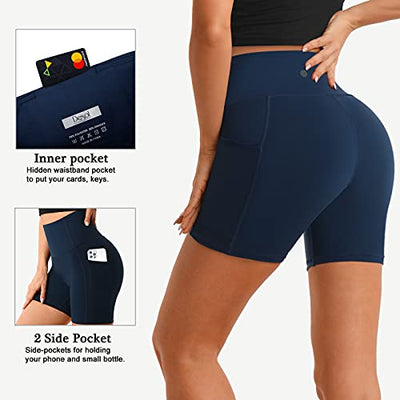 Desol Kurze Sporthose Damen mit Taschen High Waist Bauch Kontrolle Sport Shorts Kurze Leggings Damen für Yoga Laufen Radlerhose