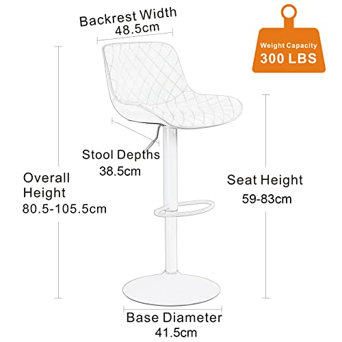 YOUTASTE Barhocker, 2er Set Tresenhocker PU-Leder Höhenverstellbar Bar Stühle Drehbar Drehstühle Mit Armlehnen,Kücheninseln Bar Stool Für Garten 180kg Kapazität-Diamant Schwarz…