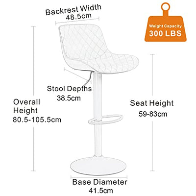 YOUTASTE Barhocker, 2er Set Tresenhocker PU-Leder Höhenverstellbar Bar Stühle Drehbar Drehstühle Mit Armlehnen,Kücheninseln Bar Stool Für Garten 180kg Kapazität-Diamant Schwarz…