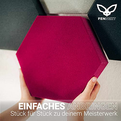 FENNEXT ® Velvet Schallabsorber Wand - Dekorative Hexagon Akustikpaneele für Gaming, YouTube Studio, Büro - 8x 3D Wandpaneele OCEAN SHADES