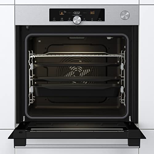 Gorenje OptiBake Advanced BPSA 6747 A08XWI Einbau-Backofen/WiFi Connected / 77L / Heißluft/Pyrolyse/AutoBake/Touch Bedienung/Bratenthermometer/SteamAssist/PizzaMode 300°C/Inox, Edelstahl