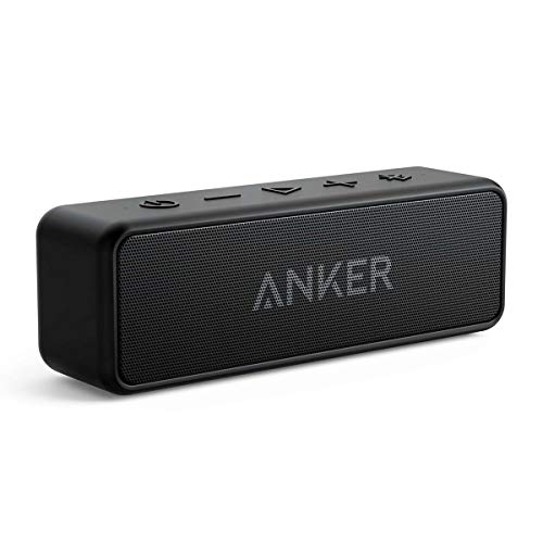 Anker SoundCore 2 Bluetooth Lautsprecher, Fantastischer Sound, Enormer Bass mit Dualen Bass-Treibern, 24h Akku, Verbesserter IPX7 Wasserschutz, Kabelloser Lautsprecher für iPhone, galaxy usw.(Schwarz)