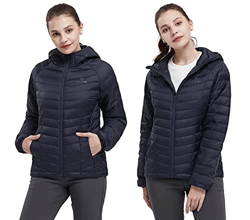 CAMEL CROWN Damen Daunenjacke Packable Quilted Coat Winddicht Steppjacke Wintermantel Daunenmantel Warme Jacke mit Kapuze Tasche für Freizeit Sport Reisen