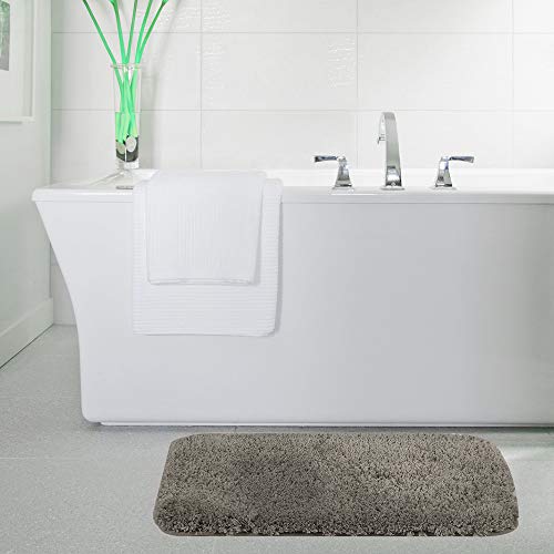 Walensee Badezimmerteppich, rutschfest, Badematte für Badezimmer (40 x 60 cm, taupegrau), wasserabsorbierend, weiche Mikrofaser, Badteppich für Badezimmer, Dicke Plüsch-Teppiche für Dusche