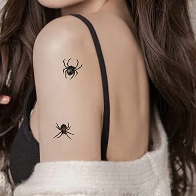 20 Blätter Temporäre Schwarz Spinnen Tattoos Halloween Schminke Tattoo Schwarz Spinne Tattoo mit Spinnennetz Gesicht Gruselig Aufkleber Wasserdicht für Make-up Stützen Cosplay Mottopartys