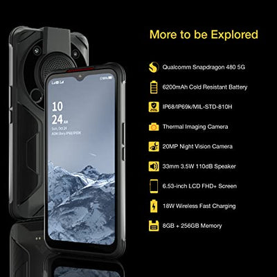 AGM Glory Pro Outdoor Handy 5G mit 256x192 Wärmebildkamera, 8GB+256GB Outdoor Smartphone ohne vertrag Qualcomm Snapdragon 480, 20MP Nachtsichtkamera+48MP Kamera 6.53" FHD+ 6200mAh, Android 11 IP68