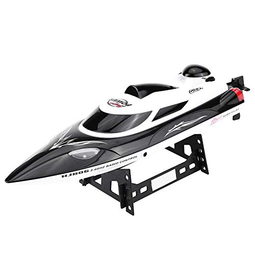 Schnelles ferngesteuertes Boot für Pools & Seen, RC 2,4 GHz Fernbedienung 4-Kanal-Miniboot Racing Speedboat Modell Kinderspielzeug Fahrzeug für Pools & Seen Automatisch(Schwarz)