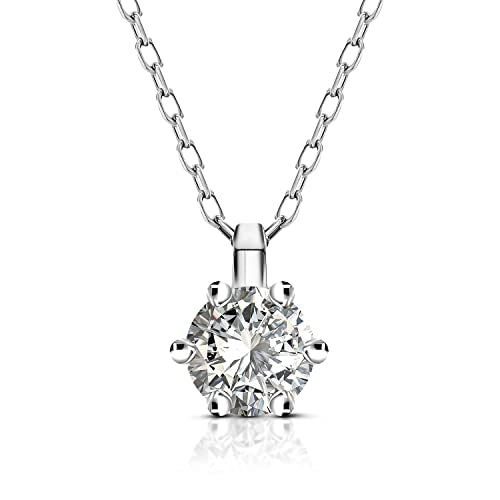 EDELIND Diamant Solitär Anhänger GIA Zertifiziert mit Kette 750/18 K Weißgold Länge 42cm Ankerkette Gold Damen mit 0.40 Ct Diamant Anhänger Brillant Halsschmuck mit Schmuck Geschenk Box