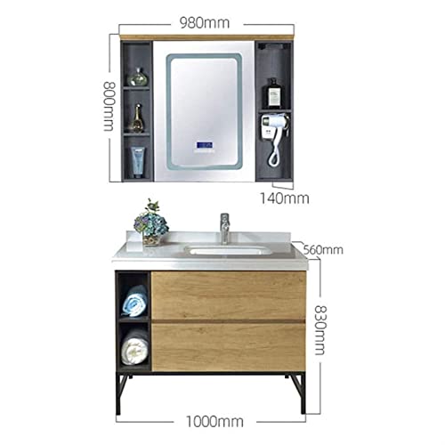 JRZTC Waschbeckenschrank Nordic Badezimmerschrank Kombination Marmor Badezimmer Waschtischunterschrank Smart Spiegelschrank Waschbeckenschrank Schrank