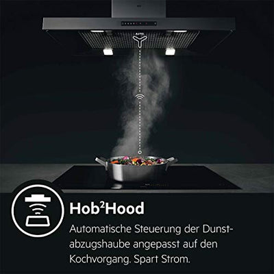 AEG IKB8443AXB Autarkes Kochfeld/Herdplatte mit Touchscreen, Topferkennung & Hob²Hood-Funktion /4 Kochzonen 80 cm & BPS33102ZM Einbau-Backofen mit Pyrolytische Selbstreinigung