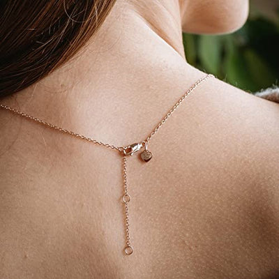 Amoonic Damen Herzkette *Heartbeat* Silber 925 Rosegold vergoldet mit Zirkoniasteinen I Eine Halskette für die Liebe | Edles *Ich Liebe Dich* Geschenk