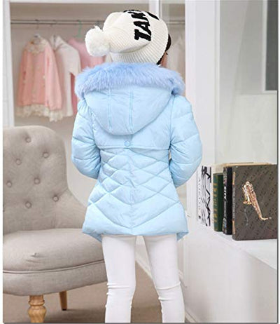 FULUOYIN Mädchen Winterjacke mit Fellkapuze 1 Farbe Einer Jacke Outerwear Verdichte Kinderjacke Wintermantel