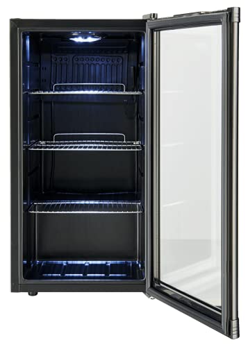 METRO Professional Getränkekühlschrank GPC1088 (88 Liter), kleiner Kühlschrank mit Glastüre, wechselbarer Türanschlag, für Gastronomie, Party, mit LED Beleuchtung, schwarz