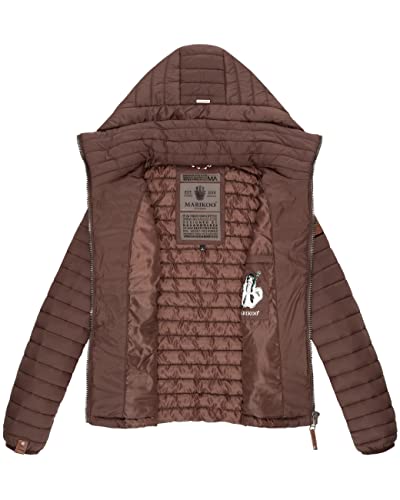 MARIKOO Damen Übergangsjacke Steppjacke mit abnembarer Kapuze Löwenbaby Chocolate Gr. XL