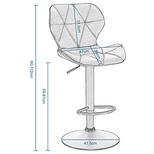 EUGAD 0662BY-2 2X Barhocker Barstuhl Bistrohocker Tresenhocker Retro höhenverstellbar und drenbar mit Rückenlehne aus Kunstleder Stahl Braun