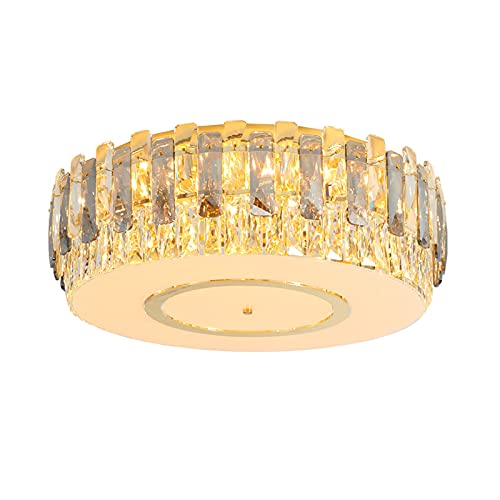 Crystal Deckenlampe,LED Flush-halterung Deckenleuchte Crystal Moderne In Der Nähe Deckenleuchte Runde Crystal Light Fixture Für Küche Schlafzimmer Schrank Für Flur Badezimmer-Gold 75x25cm