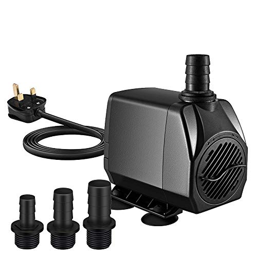 icemoon Tauchpumpe, 3000 l/h, 60 W, 800 GPH, Springbrunnenpumpe, Ersatzpumpe für Haustierbrunnen, Aquarium, Fischtank, Teich, Statuary, Hydrokultur mit 1,5 m Netzkabel und 3 Düsen