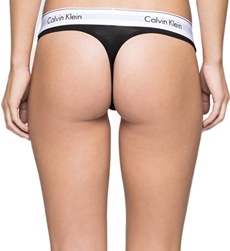 Calvin Klein Damen MODERN COTTON - THONG String, Schwarz (Black 001), S