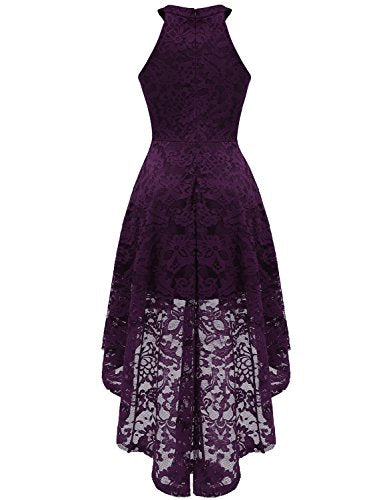 Dressystar Damen Elegant Vokuhila Cocktailkleid Spitzenkleid Chiffon Festliche Hochzeit Party Brautjungfer Kleider Grape 4XL