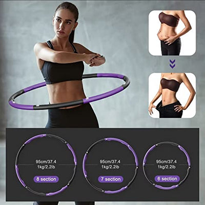 Aiweite Hula Hoop Reifen, Hula Hoop für Erwachsene & Kinder zur Gewichtsabnahme und Massage, EIN 6-8-Teiliger Abnehmbarer Hula-Hoop-Reifen für Fitness/Training/Büro oder Bauchmuskelkonturen, (1,2 kg)