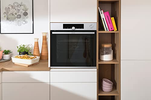 Gorenje OptiBake Advanced BPSA 6747 A08XWI Einbau-Backofen/WiFi Connected / 77L / Heißluft/Pyrolyse/AutoBake/Touch Bedienung/Bratenthermometer/SteamAssist/PizzaMode 300°C/Inox, Edelstahl