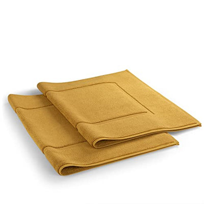 Blumtal 2er Set Premium Frottier Badematte - Badeteppich Oeko-TEX® Zertifiziert, waschbarer Badvorleger 50x80cm, saugstark & weich, Spicy Mustard - gelb