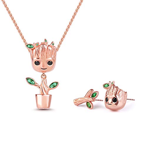 Gnoce Baum Mann Bolzenohrring 925 Sterling Silber"Ich bin Groot" Rose Gold Ohrringe Schmuck Geschenk für Damen Ehefrau Geburtstag