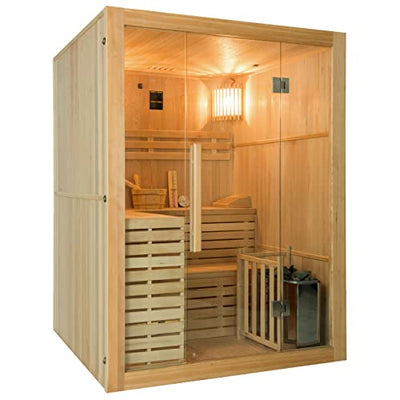 France Sauna - SN-SENSE-4PK – traditionelle Sauna Sense – Dampftechnologie – 100% kanadisches Fichtenholz – Sicherheitsglas – 4-Sitzer komplett