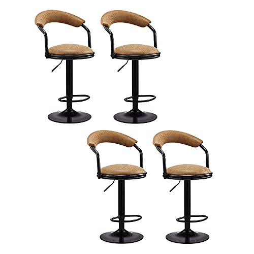 XLAHD Neueste Barhocker Barhocker 2er Set, Höhenverstellbare Barhocker mit Rückenlehne, drehbare Barstühle, für Esszimmer/Hausbar/Küche (Color : Brown, Size : 4 pcs)