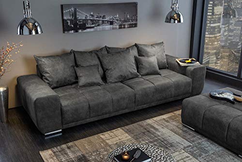 riess-ambiente.de Extravagantes XXL Sofa ELEGANCIA 280cm grau inkl. Kissen Bigsofa Große Polstercouch Wohnlandschaft