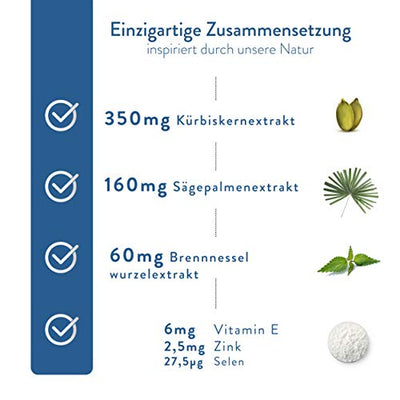 Vitalplant® Prosta Plant Kapseln im Braunglas | einzigartige Zusammensetzung aus Kürbiskernextrakt, Sägepalmenextrakt, Brennnesselwurzel