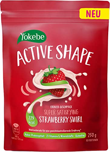 Yokebe ACTIVE SHAPE Strawberry Swirl - Mahlzeitersatz für eine gewichtskontrollierende Ernährung - Diät-Drink mit hohem Proteingehalt und Erdbeer-Geschmack - 250 g = 10 Portionen