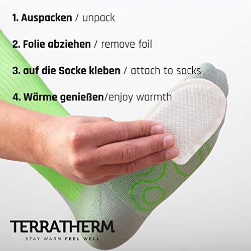 TerraTherm Fußwärmer Pads, Zehenwärmer selbstklebend für 8h warme Füße, Wärmepads Füße passen für alle Schuhe- extra dünn und angenehm weich, 5 Paar