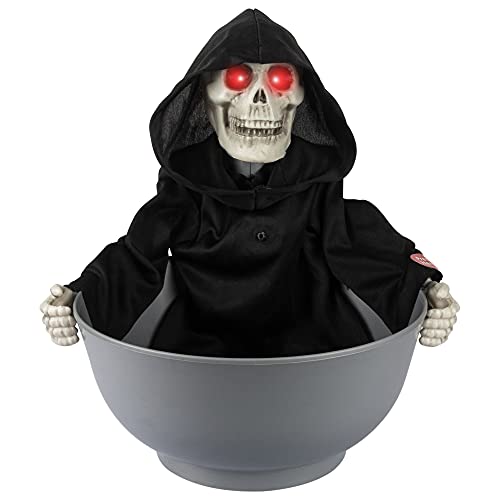 KI Store Halloween süßigkeiten Halter, Animiert Korb Skelettgeist Schale Hand, Candy Bowl Holder Eimer mit leuchtenden Augen für Spukhaus die gruseligste Dekoration zu Halloween