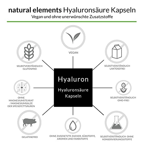 Hyaluronsäure Kapseln - Hochdosiert mit 500mg - 500-700 kDa - 90 Kapseln - Laborgeprüft und vegan