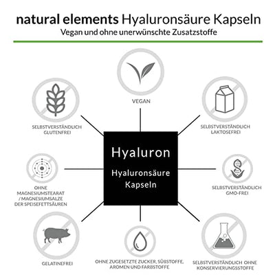 Hyaluronsäure Kapseln - Hochdosiert mit 500mg - 500-700 kDa - 90 Kapseln - Laborgeprüft und vegan