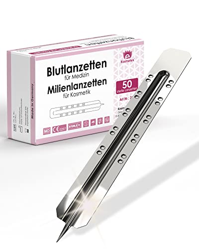 50x Einweglanzette, Kosmetex Milienlanzette, Blutlanzette, sterile Stainless Steel Lanzette