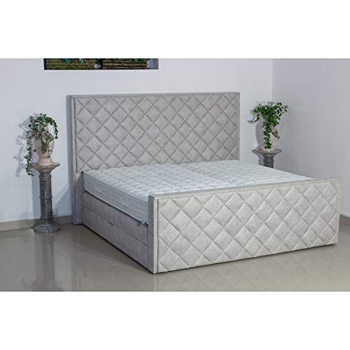 PAARA Luxus Boxspringbett Cabo mit Bettkasten | Antirutsch-Matten | Royal-WS® 500 Taschenfederkern Matratze mit integriertem Original GELAX® Topper Kern | Made in Germany (200 x 200 cm)