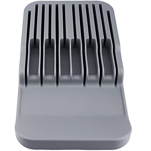 MAISITOO Horizontaler Messerblock,Messer-Organizer,In-Drawer Knife Block Küchenmesser Drawer Organizer, LxB:37 x 21cm,Messeraufbewahrung, Messerblock mit Schlitzen, Platz für 12 Messer (grau)