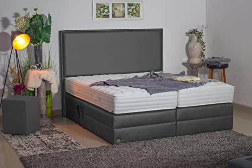 PAARA Boxspringbett Rom GM | 10.000 Newton Motorleistung | Antirutsch-Matten | Royal-WS® Taschenfederkern Matratze mit GELAX® Topper Kern | Made in Germany (240 x 220 cm)