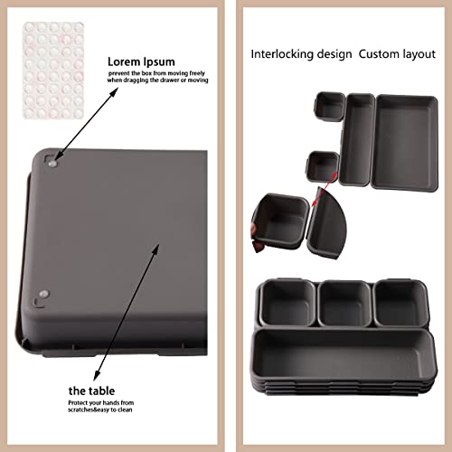 Schubladen Einlagen 16 Stk Trennsystem Gewürz Organizer Schublade Schwarz Trenner Bad Organizer Boxen Set mit 40 Silikon-Anti-Rutsch-Kugel Hemnes Kommode Küche Schreibtisch Utensilien