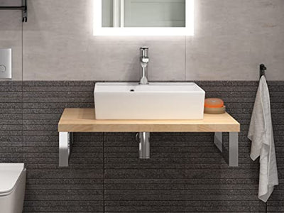 Aqua Bagno Basic | Design Waschbecken im modernen Stil, Waschtisch aus Keramik, Aufsatzwaschbecken weiß | 50x38x13 cm