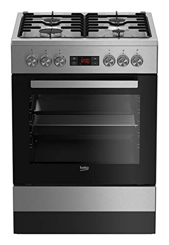 Beko Standherd mit Gas Kochfeld 60cm edelstahl elektro Backofen Grill Umluft Heißluft 3D Kochen Display freistehend