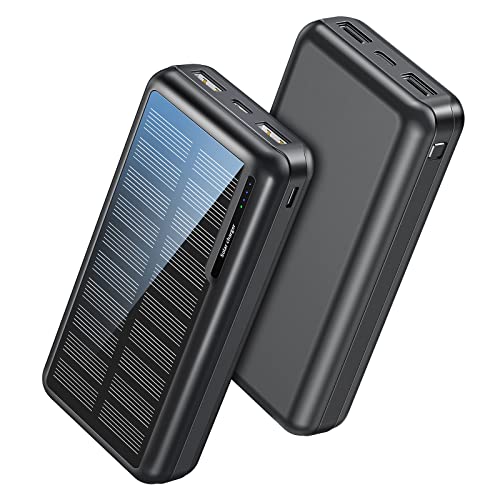 Rsesun 26800mAh Solar Powerbank,Externe Handyakkus Ladegerät Tragbares USB C Power Bank Mit 2 Eingängen und 2 Ausgängen, Solar Ladegerät Outdoor Kompatibel mit Smartphones Samsung, Huawei, Xiaomi