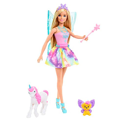 Barbie HGM66 - Dreamtopia Märchen-Adventskalender mit Barbie-Puppe und 24 Überraschungen, u. a. märchenhaften Outfits, Tieren und Zubehörteilen, für Kinder ab 3 Jahren