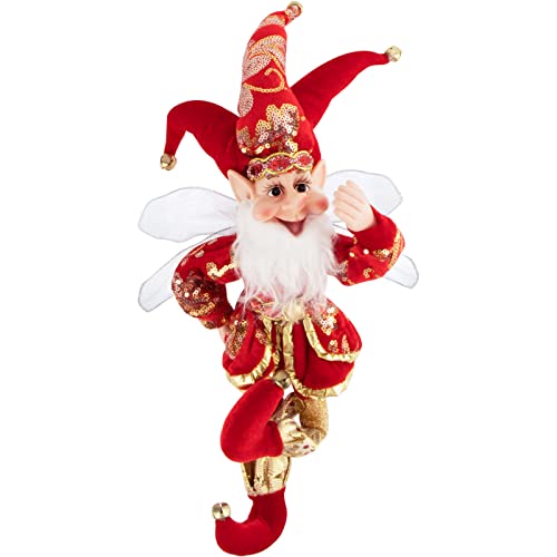 ABXMAS Weihnachtselfen Puppe mit Beweglichem Langem Bein 50 cm, Lustiges Plüsch Elfen Spielzeug Geschenk für Kinder und Erwachsene, Elfenfigur für Weihnachtsdekoration, Heimdekoration