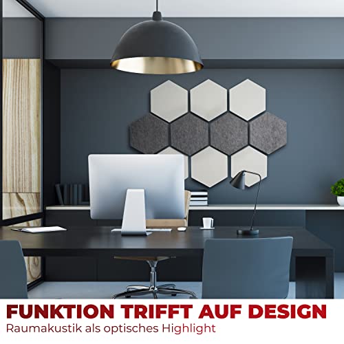 FENNEXT® Schallabsorber Wand - Akustikbild - der perfekte Schallschutz aus hochwertigem Akustikvlies für Gaming, Homeoffice, Studio - 10er Starterset VLIES DUO