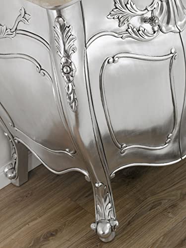 Simone Guarracino Luxury Design Waschtischunterschrank mit Spiegel Anderson Moderner Barock Stil Badmöbel Set gewölbt Blattsilber Marmorplatte Creme Crystal Sw Haken